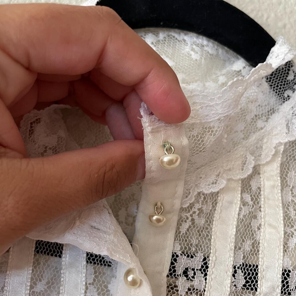 70s Gunne Sax Edwardian Lace Ruffle Blouse Victorian White Top 1970s size small - Picture 8 of 10